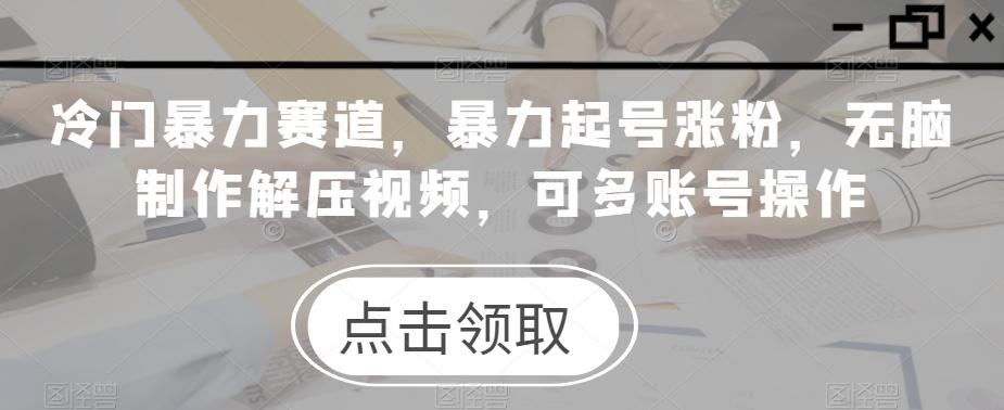冷门暴力赛道，暴力起号涨粉，无脑制作解压视频，可多账号操作-源码天堂