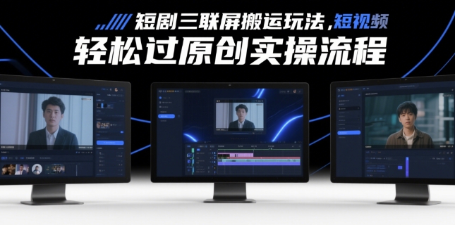 短剧三联屏搬运玩法，短剧搬运轻松过原创实操流程-源码天堂