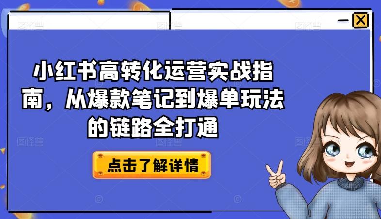小红书高转化运营实战指南，从爆款笔记到爆单玩法的链路全打通-源码天堂