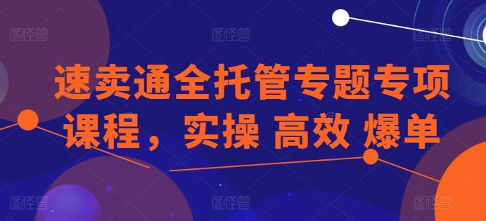 速卖通全托管专题专项课程，实操 高效 爆单-源码天堂