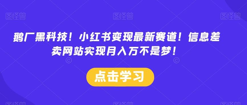 鹅厂黑科技！小红书变现最新赛道！信息差卖网站实现月入万不是梦！-源码天堂