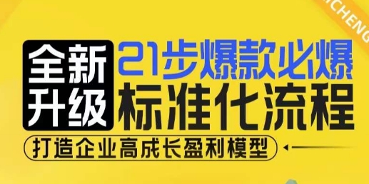 21步爆款必爆标准化流程，全新升级，打造企业高成长盈利模型-源码天堂