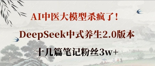 AI中医大模型杀疯了！DeepSeek中式养生2.0版本，十几篇笔记粉丝3w+-源码天堂