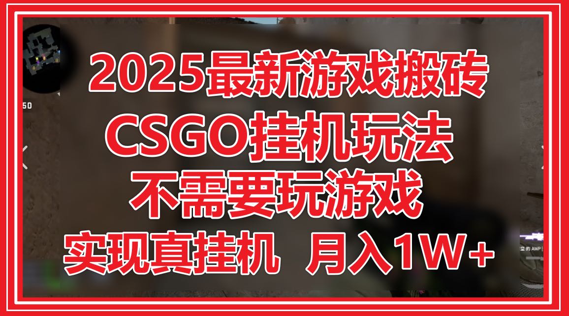 2025最新游戏搬砖，CSGO挂机，不需要玩游戏，实现真挂机，月入1W+-源码天堂