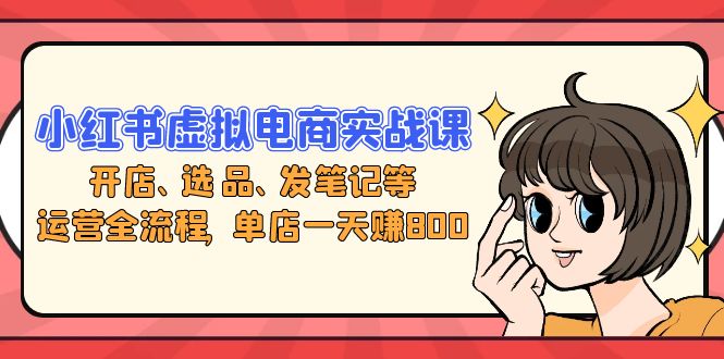 小红书虚拟电商实战课：开店、选品、发笔记等运营全流程，单店一天赚800-源码天堂