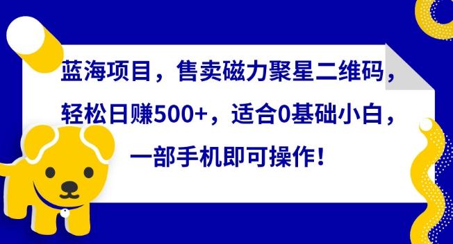 蓝海项目，售卖磁力聚星二维码，轻松日赚500+，适合0基础小白，一部手机即可操作【揭秘】-源码天堂