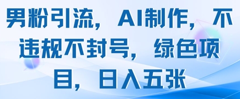 男粉引流，AI制作，不违规不封号，绿色项目，日入五张-源码天堂