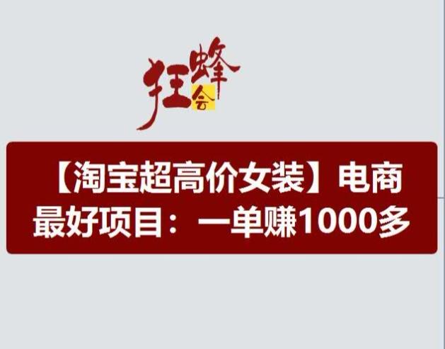 淘宝超高价女装项目，电商最好赛道，一单赚1000多-源码天堂