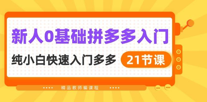 新人0基础拼多多入门，​纯小白快速入门多多(21节课-源码天堂