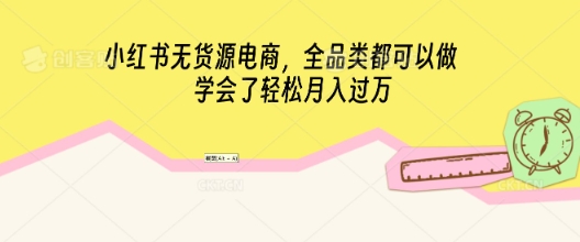 小红书无货源电商，全品类都可以做，学会了轻松月入过W-源码天堂