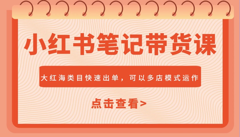小红书笔记带货课，大红海类目快速出单，市场大，可以多店模式运作(更新)-源码天堂