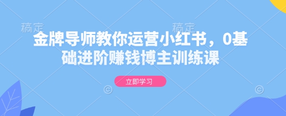 金牌导师教你运营小红书，0基础进阶赚钱博主训练课-源码天堂