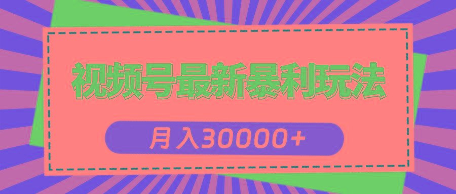 视频号最新暴利玩法，轻松月入30000+-源码天堂