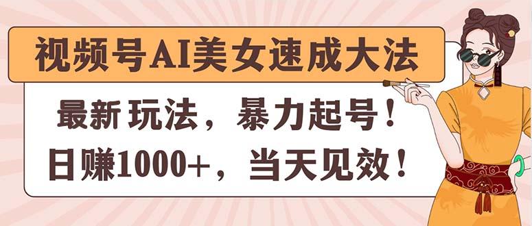 视频号AI美女速成大法，暴力起号，日赚1000+，当天见效-源码天堂