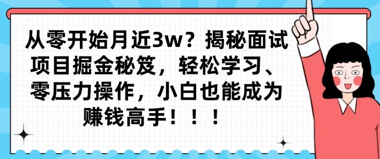 从零开始月近3w？揭秘面试项目掘金秘笈，轻松学习、零压力操作，小白也能成为赚钱高手-源码天堂
