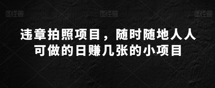 违章拍照项目，随时随地人人可做的日赚几张的小项目-源码天堂