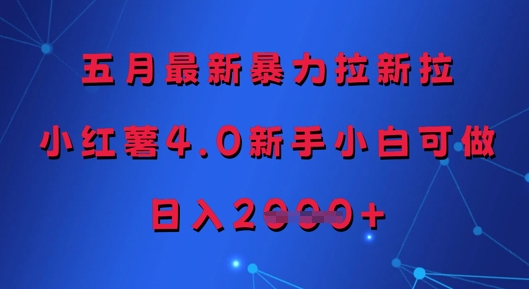 五月最新暴力拉新拉，小红薯4.0新手小白可做，日入多张-源码天堂