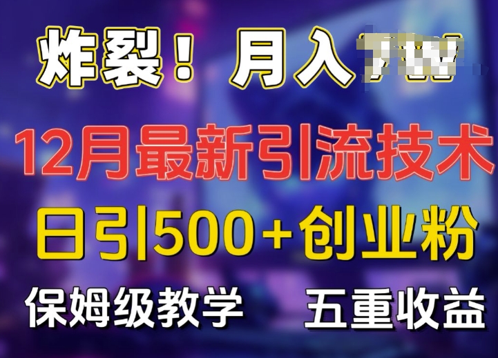 炸裂!揭秘12月最新日引流500+精准创业粉，多重收益保姆级教学-源码天堂