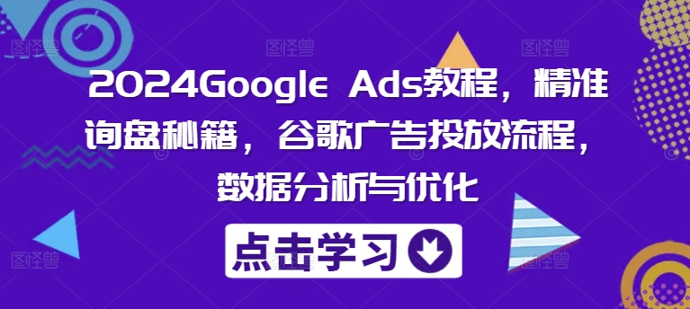 2024Google Ads教程，精准询盘秘籍，谷歌广告投放流程，数据分析与优化-源码天堂