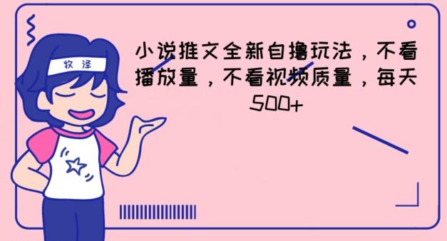 小说推文全新自撸玩法，不看播放量，不看视频质量，每天500+【揭秘】-源码天堂