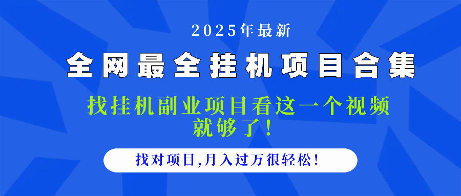 2025最全挂机项目合集 找项目看这一个视频就够了，做对项目月入过万很…-源码天堂