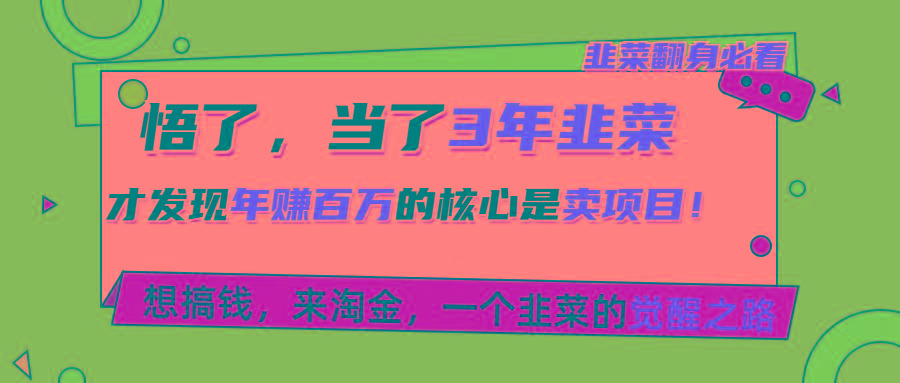 悟了，当了3年韭菜，才发现网赚圈年赚100万的核心是卖项目，含泪分享！-源码天堂