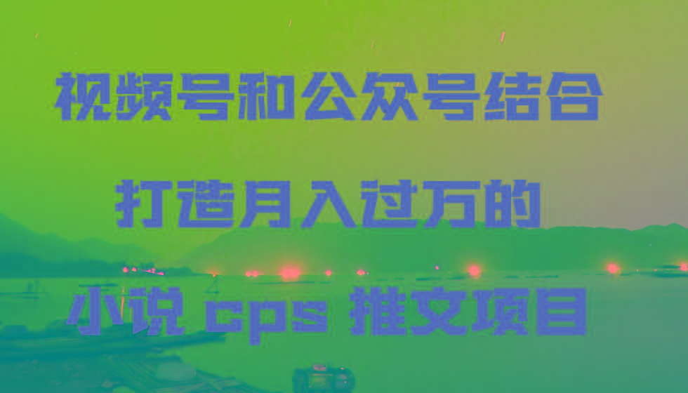视频号和公众号结合打造月入过万的小说cps推文项目-源码天堂