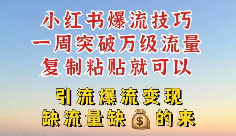 小红书爆流技巧，一周突破万级流量，复制粘贴就可以，引流爆流变现【揭秘】-源码天堂
