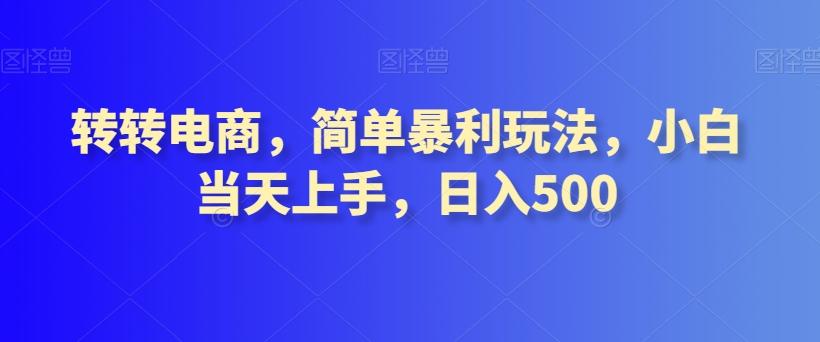 转转电商，简单暴利玩法，小白当天上手，日入500-源码天堂