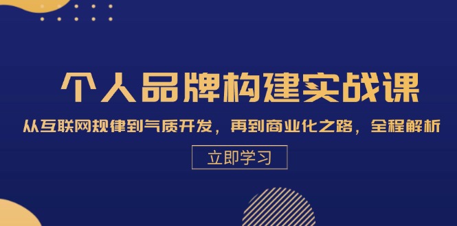 个人品牌构建实战课：从互联网规律到气质开发，再到商业化之路，全程解析-源码天堂
