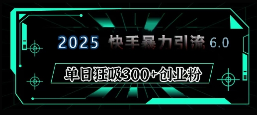 2025年快手6.0保姆级教程震撼来袭，单日狂吸300+精准创业粉-源码天堂