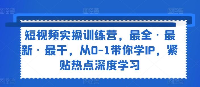 短视频实操训练营，最全·最新·最干，从0-1带你学IP，紧贴热点深度学习-源码天堂