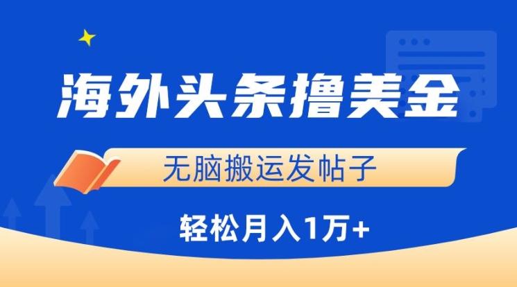 海外头条撸美金，无脑搬运发帖子，月入1万+，小白轻松掌握【揭秘】-源码天堂