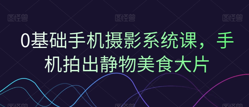 0基础手机摄影系统课，手机拍出静物美食大片-源码天堂