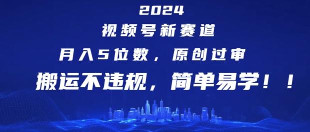 2024视频号新赛道，月入5位数+，原创过审，搬运不违规，简单易学【揭秘】-源码天堂