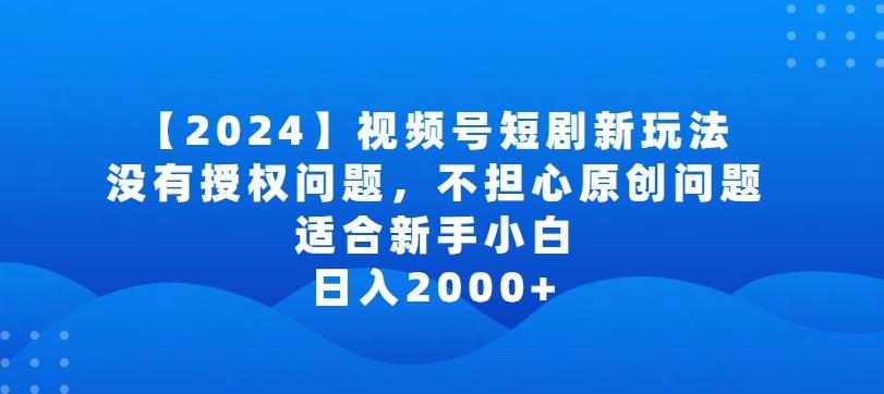 2024视频号短剧玩法，没有授权问题，不担心原创问题，适合新手小白，日入2000+【揭秘】-源码天堂