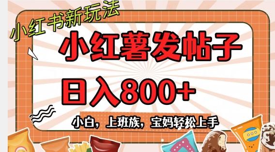 小红薯发日常帖子，日入800+小白专属项目可批量操作-源码天堂