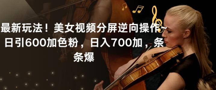 最新玩法！美女视频分屏逆向操作~日引600加色粉，日入700加，条条爆【揭秘】-源码天堂