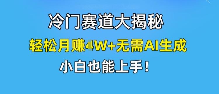 冷门赛道大揭秘，轻松月赚1W+无需AI生成，小白也能上手【揭秘】-源码天堂