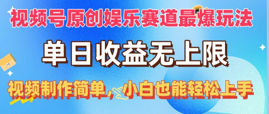 视频号原创娱乐赛道最爆玩法，单日收益无上限，视频制作简单，小白也能…-源码天堂