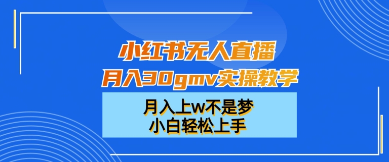 小红书无人直播月入30gmv实操教学，月入上w不是梦，小白轻松上手【揭秘】-源码天堂