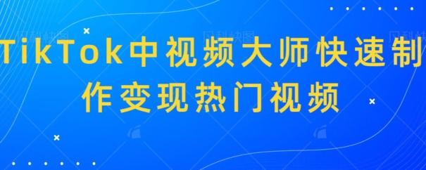 TikTok中视频大师快速制作变现热门视频-源码天堂