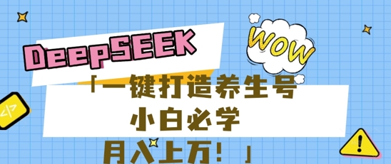 25年最新风口，用DeepSeek做养生号，小白必学，日入数张，一条作品涨粉1W+-源码天堂