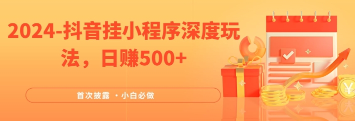 2024全网首次披露，抖音挂小程序深度玩法，日赚500+，简单、稳定，带渠道收入，小白必做【揭秘】-源码天堂