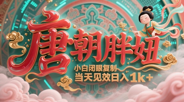 用AI克隆“唐朝胖妞”日更3条，平台疯狂推流，小白闭眼复制，当天见效，日入1k+-源码天堂