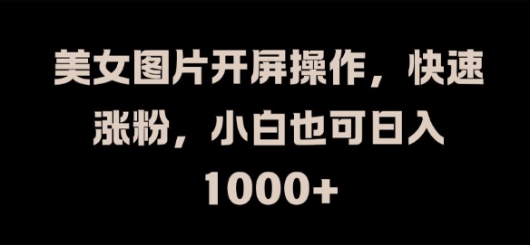 美女图片开屏操作，快速涨粉，小白也可日入1k【揭秘】-源码天堂