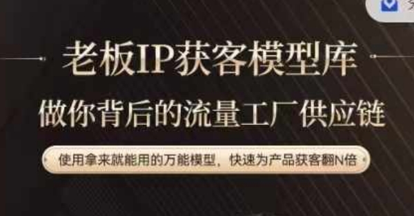 老板IP流量供应链，动作越少，账号越好，使用拿来就能用的万能模型，快速为产品获客翻N倍-源码天堂