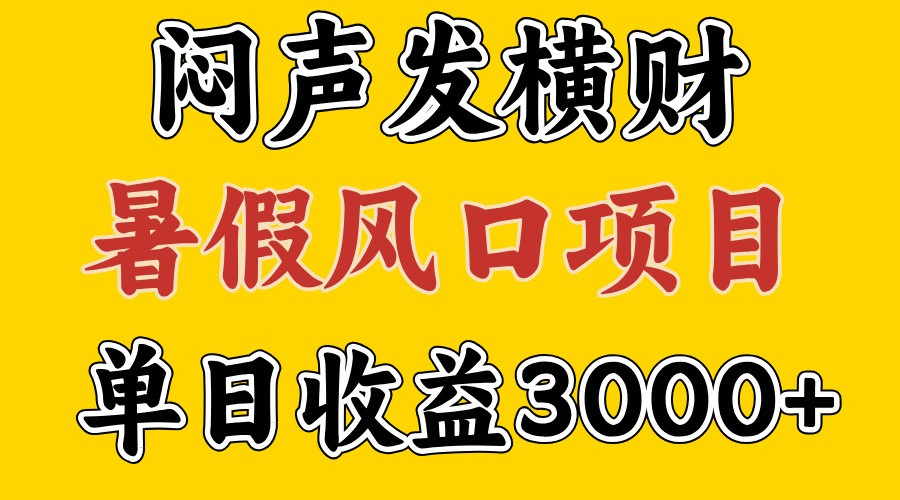 30天赚了7.5W 暑假风口项目，比较好学，2天左右上手-源码天堂