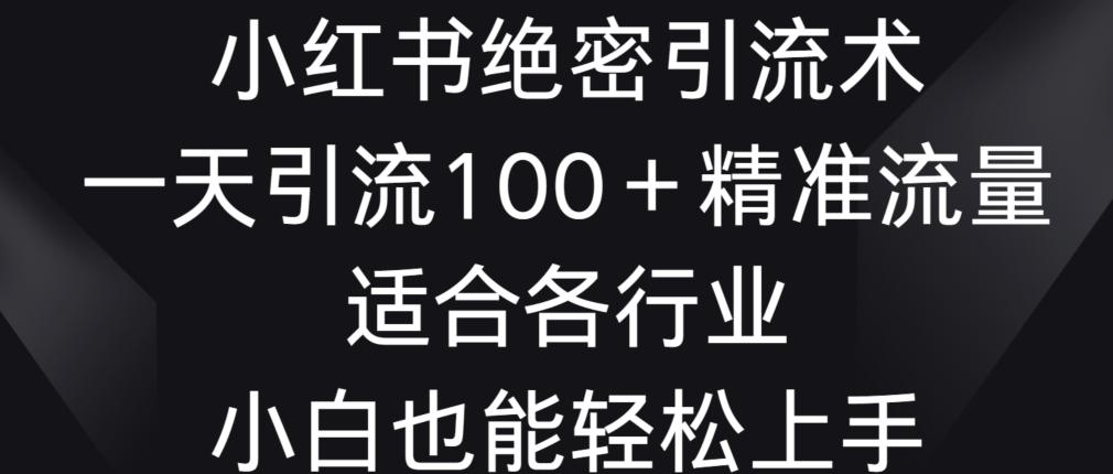 小红书绝密引流术，一天引流100+精准流量，适合各个行业，小白也能轻松上手【揭秘】-源码天堂