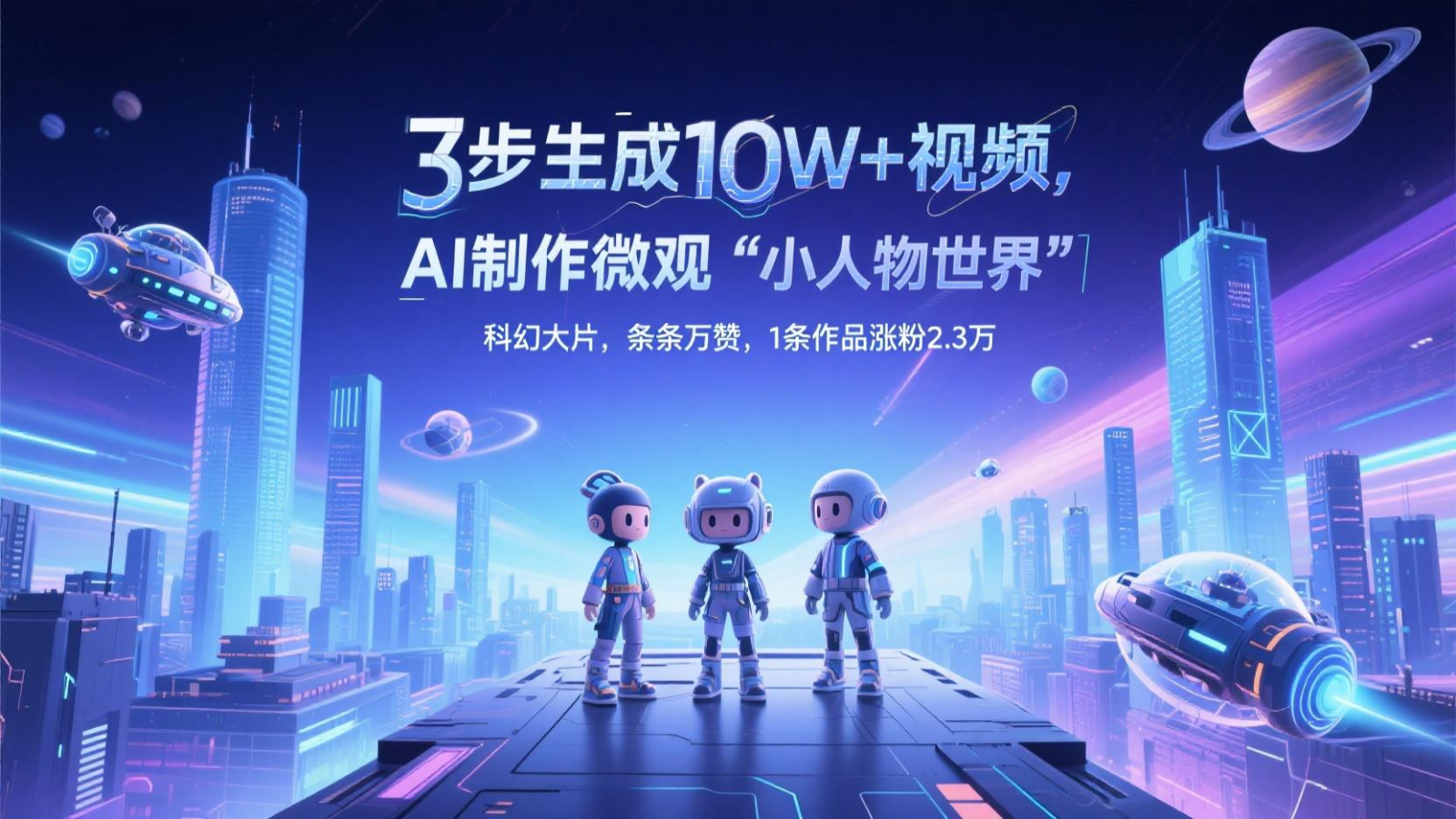 三步生成10W+视频，AI制作微观“小人物世界”科幻大片，条条万赞，1条作品涨粉2.3万-源码天堂